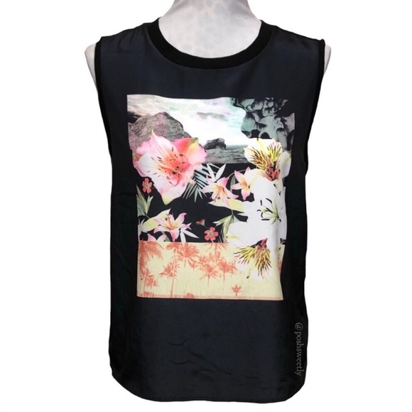 Express Tops - Express Mixed Media Sleeveless Blouse
